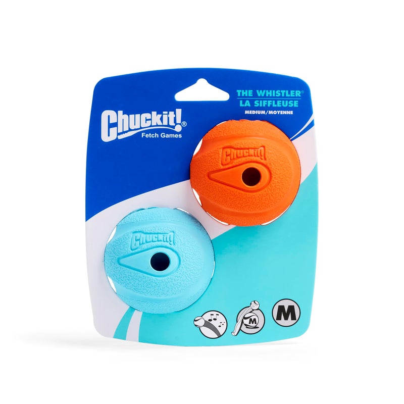 Chuckit! The Whistler Ball Dog Toy, Medium (2.5 Inch Diameter) for Dogs 20-60 lbs, Pack of 2, Multicolor - Image 3